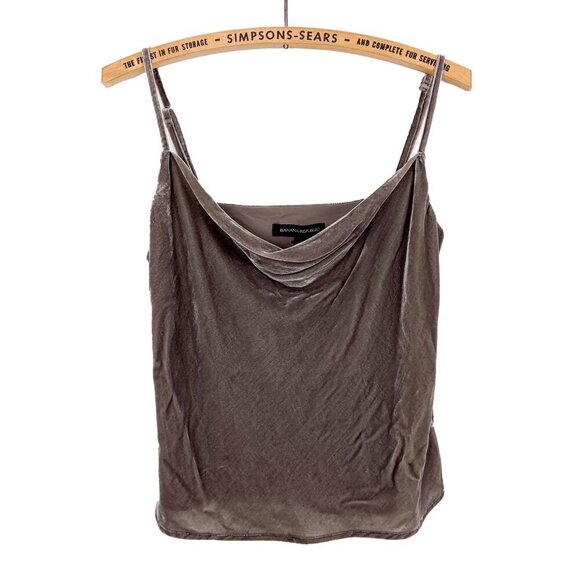 Banana Republic Womens Small Velvet Cowl Neck Cami Top Taupe  Spaghetti Strap - Picture 1 of 5